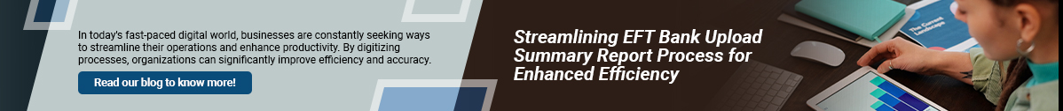 Streamlining EFT Bank Upload Summary Report Process for Enhanced Efficiency.
Simplify and digitise your EFT Bank Upload Summary Report creation and approval process. Digitally compile a summary report of open invoices to be paid in the bank upload.